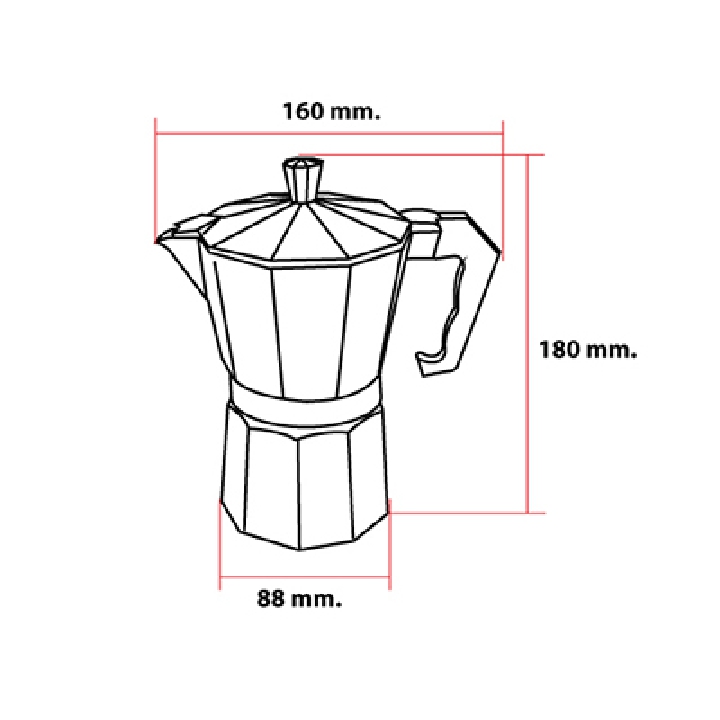 หม้อต้มกาแฟสด มอคค่าพอท (MOKA POT) อลูมิเนียม 6 ถ้วย