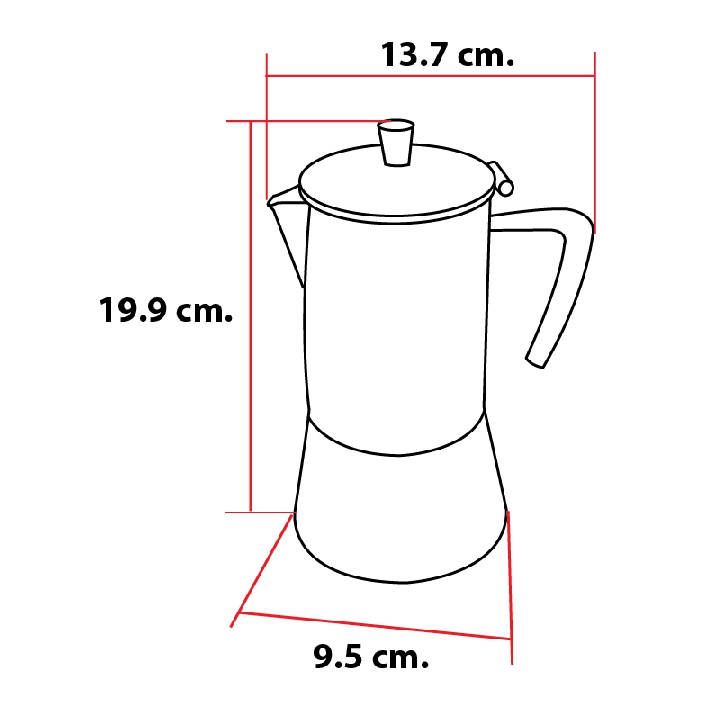 กาต้มกาแฟ มอคค่าพอท Moka pot 4 ถ้วย (หูจับรูปกรวย)