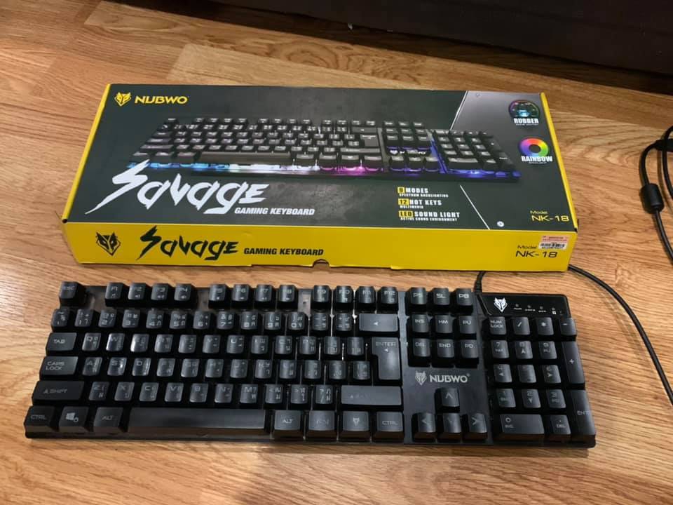 คีย์บอร์ดเกมมิ่ง NUBWO NK18 Savage Gaming Keyboard Black คีย์บอร์ดเกมมิ่ง เปลี่ยนไฟได้ 9 โหมด
