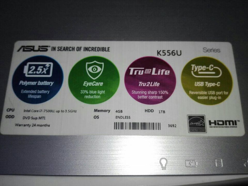 Notebook  asus k556u