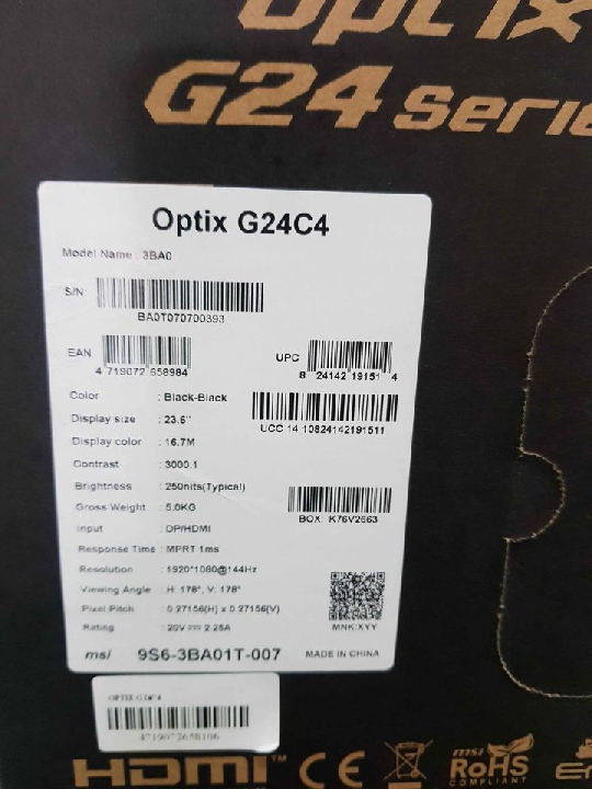จอคอม MSI Monitor Optix G24C4 FHD144Hz 1Ms จอโค้ง Gaming 24นิ้ว