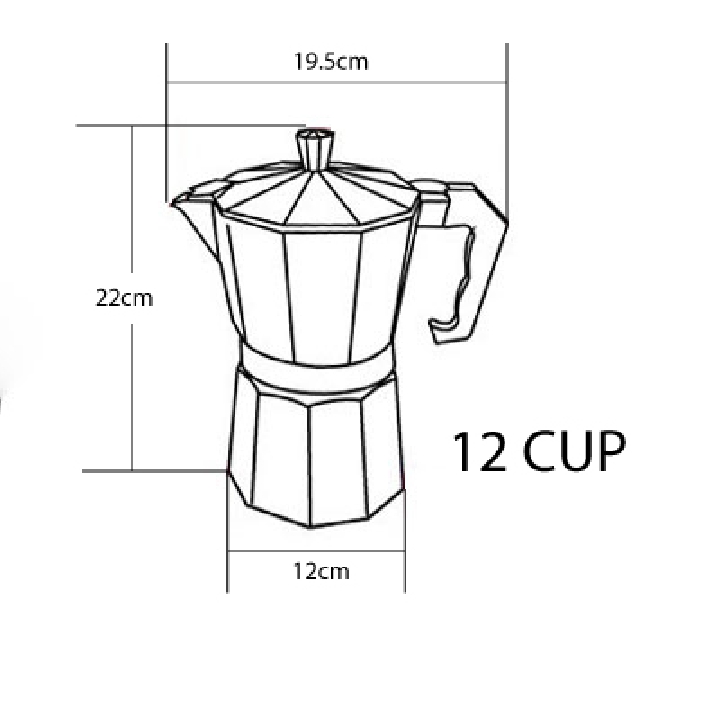 หม้อต้มกาแฟ มอคค่าพอท (MOKA POT) อลูมิเนียม 12 ถ้วย