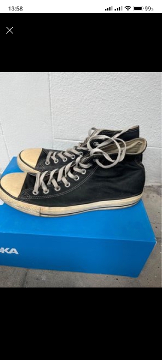 ขาย converse all star หุ้มข้อหนังแท้ สีดํา size 44eur 28.5 cm10uk  Made in vietnum  สภาพดี ไม่มีขาดซ่อม