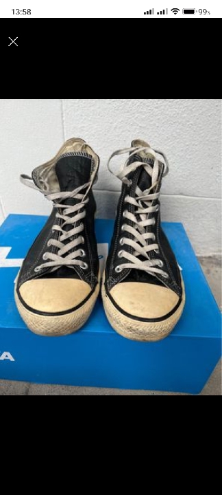 ขาย converse all star หุ้มข้อหนังแท้ สีดํา size 44eur 28.5 cm10uk  Made in vietnum  สภาพดี ไม่มีขาดซ่อม